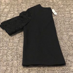 Black Shift Shirt with Lace Sleeves
